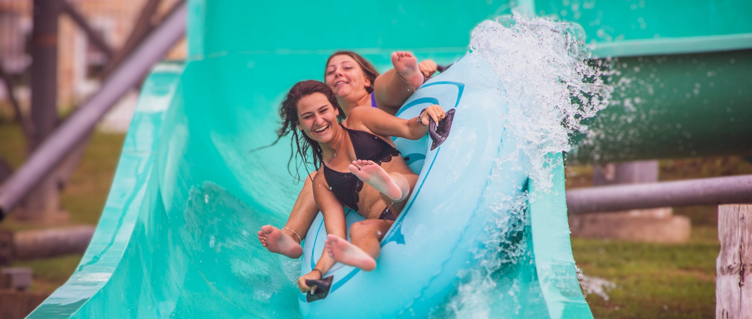 Girl floating in a tube on the lazy river